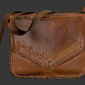Vintage Style Brown Leather Pouch With Flap Closure And Stitched Detail