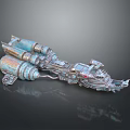 Futuristic Mechanical Structure With Blue Engines And Intricate Metallic Components 3d model
