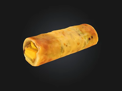 Delicious Crispy Golden Fried Spring Roll With Fresh Vegetable Fillings 3d model