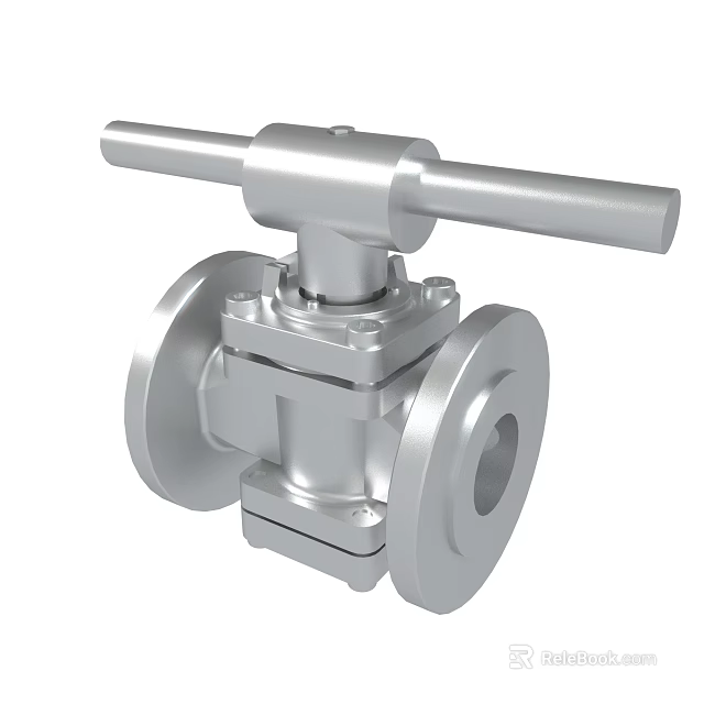 Stainless Steel Industrial Valve With Flange And Stem 3d model 
