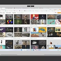 Modern Electronic Laptop Device Displaying Multiple Clear Product Images On Screen