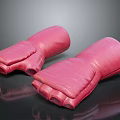 Pink Leather Boxing Gloves On Black Reflective Surface For Sports Training Use