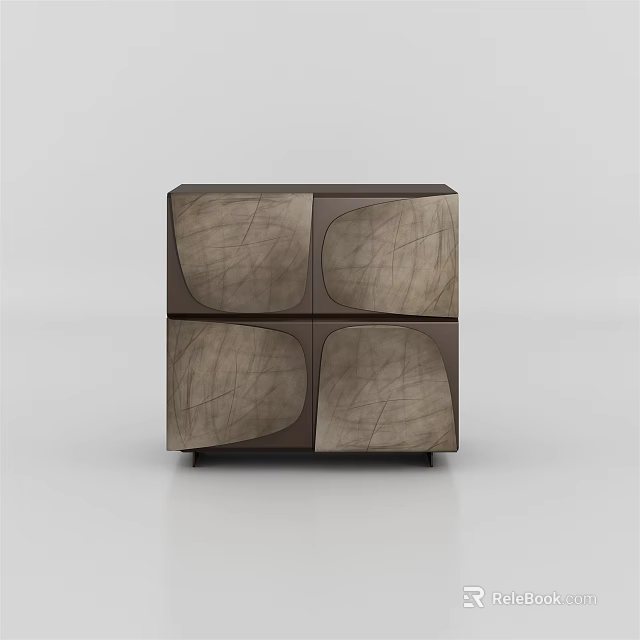 Modern Dark Brown Sideboard With Wood Grain Irregular Doors And Sleek Design 3d model 
