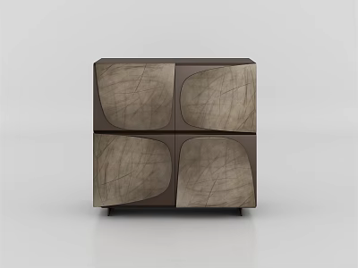 Modern Dark Brown Sideboard With Wood Grain Irregular Doors And Sleek Design 3d model