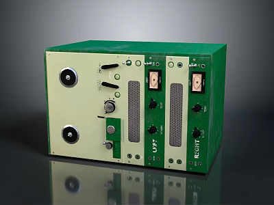 Green And Beige Industrial Equipment With Control Panel Knobs Ports And Buttons 3d model