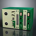 Green And Beige Industrial Equipment With Control Panel Knobs Ports And Buttons