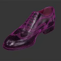 Black Leather Brogue Shoes With Green Shoelaces And Red Inner Lining Classic Design