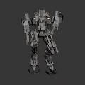 Futuristic Sci-Fi Mecha Warrior with Detailed Gray White Armor and Mechanical Weapons