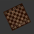 Wooden Chessboard With Black And White Pieces As Classic Household Board Game