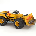 Electric Toy Yellow Bulldozer with Black Stripes and Special Marked Shovel