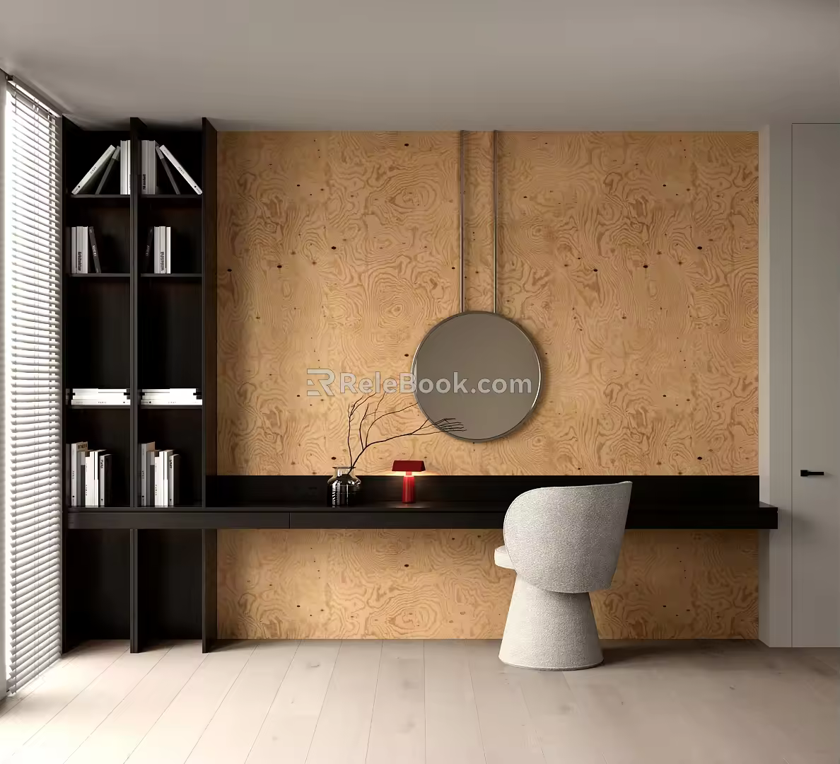 Modern Dressing Table Single Chair Mirror Bookshelf Desk and Chair Combination Table Decoration Table Lamp 3d model