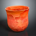 Elegant Red Cracked Ceramic Bowl With Textured Surface On Dark Background 3d model