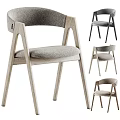 Modern Single Chair With Wooden Frame Soft Beige Fabric Seat And Comfortable Design