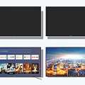Modern Smart TVs Displaying Streaming Apps and City Night View Screens 3d model