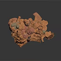 Fantasy Rock Structure With Layered Formations Spires Caves Gray And Reddish Brown Textures