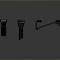 Black Modern Weapon Accessories With Different Tactical Design And Ergonomic Structures 3d model
