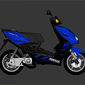 Blue Modern Scooter With Black Seat Rearview Mirrors And Reflective Surface