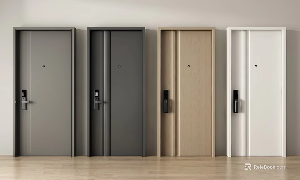 Modern Security Doors With Diverse Colors And Designs 3d model 