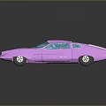 Purple Streamlined Car With Blue Windows And Glossy Finish On Dark Background With Reflection