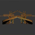 Layered Decorative Wooden Platform Design With Branch Like Decorations Green Striped And Red Mat
