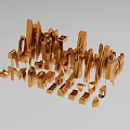 Golden Industrial Equipment Models With Mechanical Parts And Components Arranged In Structures