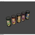 Lay's Stax Potato Chips Cans Lined Up With Assorted Flavors And Colors