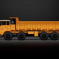 Orange DAF Dump Truck With Multiple Wheels And Large Dump Bed Utility Vehicle 3d model