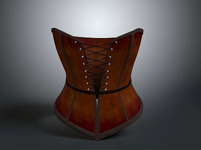 Classic Brown And Red Leather Corset With Back Lacing Design As Daily Lifestyle Product 3d model