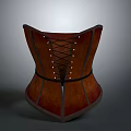 Classic Brown And Red Leather Corset With Back Lacing Design As Daily Lifestyle Product