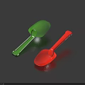 Two Colorful Plastic Spoons Green And Red For Kitchen Household Use