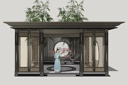New Chinese style gallery 3d model