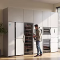 Modern Home Wine Cabinet With Multiple Shelves Storing Red Wine Bottles In Spacious Interior