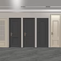 Hinged Doors in Black Beige and Glass Panel Styles for Modern Interior with Polished Floor