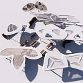 Modern White Cutout Design Outdoor Structures With Artistic Shapes And Shadows