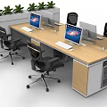 Modern Office Workstations With Computer Monitors Keyboards Ergonomic Chairs And Green Plants 3d model