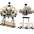Modern Chandeliers Design Collection With Multiple Shades And Linear Styles 3d model