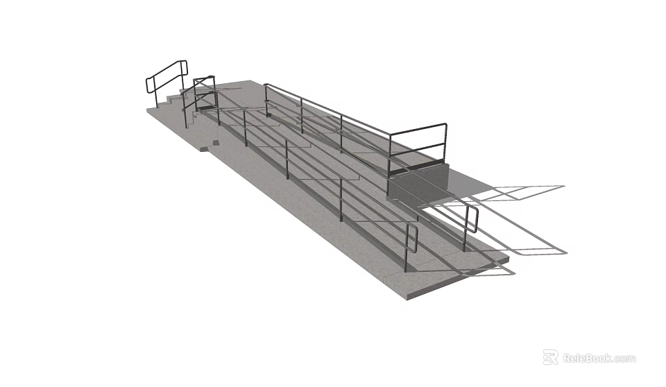 Road Infrastructure Design Featuring Safety Handrails Accessible Ramp And Platform 3d model 