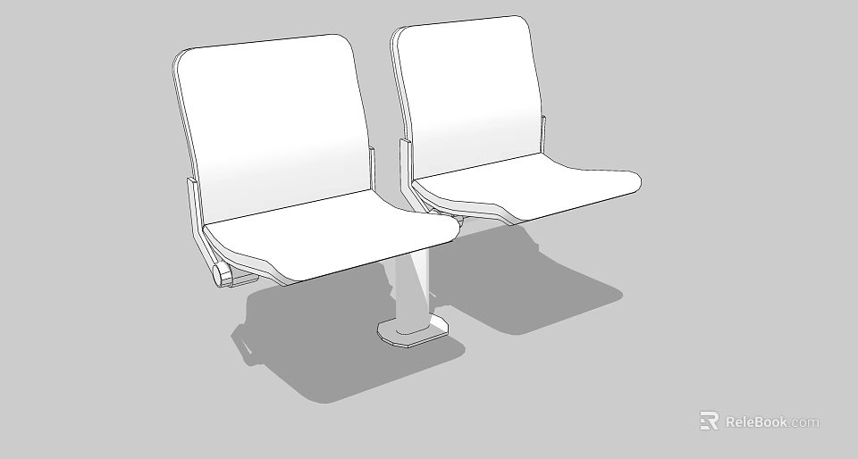 Two Modern Public Seats With Sleek Backrest And Shared Support Base 3d model 