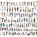 Diverse Group of People in Various Poses Different Activities and Casual Clothing