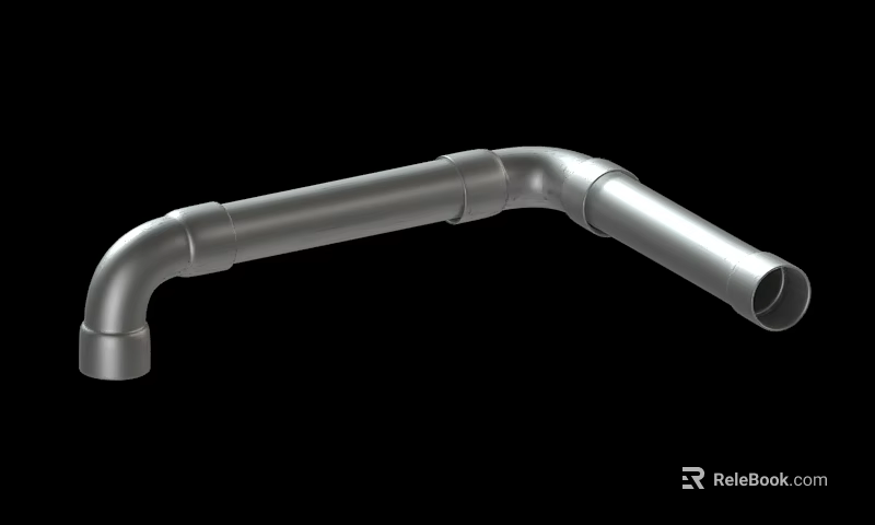 Industrial Metal Pipe With Silver Elbow Bend Design For Heavy Duty Plumbing 3d model 