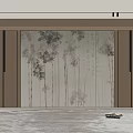 Elegant Modern Living Room Interior With Bamboo Mural Wooden Elements And Rug