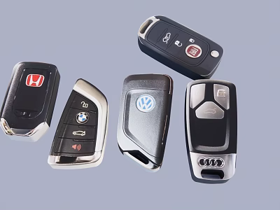 Multiple Car Brand Logo Metal Keychains With Different Auto Brand Designs 3d model