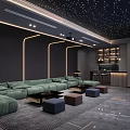 Modern Home Theater With Starry Ceiling And Green Sofa 3d model