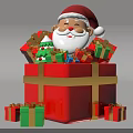 Christmas Decorative Figurine Set With Santa Claus And Colorful Gift Boxes