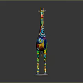 Colorful Giraffe Sculpture With Circular Patterns And Vibrant Colors On White Base 3d model