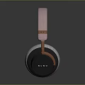 Modern Headphones With Gray Ear Cushions Pink Black Headband And Orange Accents