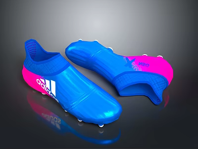 Adidas Blue And Pink Sports Shoes With Slip On Design And Reflective Finish 3d model
