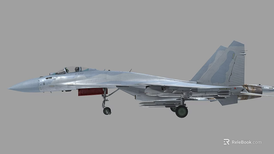Silver Military Fighter Jet With Landing Gear Weapon Systems And Aerodynamic Design 3d model 