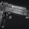 Two Magnum Research Desert Eagle Black Pistols With Modern Tactical Design