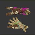 Unique Leather Daily Use Gloves With Metal Accents And Brown Blue Detailed Design